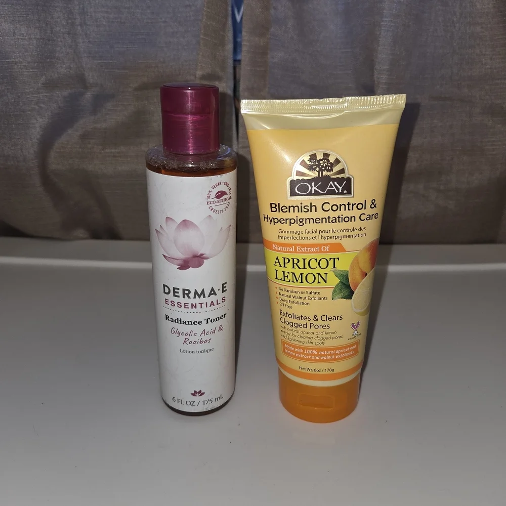 Derma E Radiance Toner and Okay Apricot Lemon blemish control New full size set